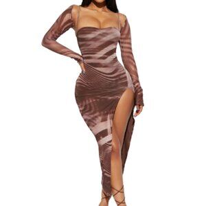 NWT Fashion Nova Claudia Msh Maxi Dress Set M